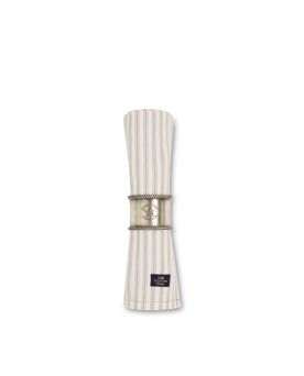 Icons Cotton Herringbone Striped Napkin- Beige/White