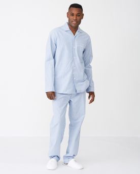 Pajama Set organic- Blue/White XL