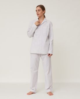 Pajama Set organic- Gray/White M