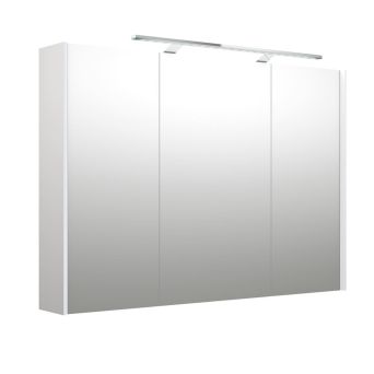 Speilskap 60 med lys, enkel dør hvit høyglans