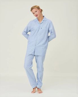 Pajama Set organic- Blue/White XXL