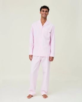 Pajama Set organic- Pink/White S