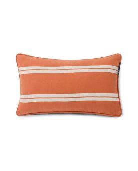 Small Side Striped Organic Cotton Twill Pillow, Peach Melon/White- 30x50