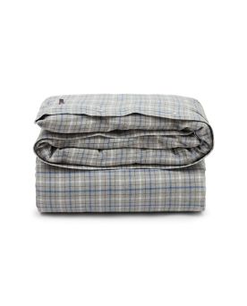 Gray/Blue Checked Cotton Flannel Duvet Cover- 140x220