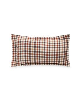 Rust Brown/White Checked Cotton Flannel Pillowcase- 50x70
