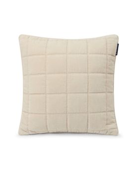 Quilted Cotton Velvet Pillow Cover, Light Beige- 50x50