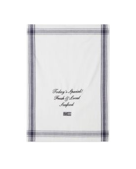 Today's Special Embroidery Organic Cotton Kitchen Towel  Kjøkkenhåndkle White/Dk Blue 50x70