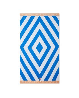 Graphic Cotton Velour Beach Towel Strandhåndkle Blue/White/Beige 100x180
