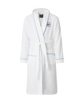 Quinn Cotton-Mix Hoodie Robe with Contrast Piping - Badekåpe White M