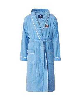 Lexington Quinn Cotton Mix Hoodie Robe with Contrast Piping Badekåpe Blue XS