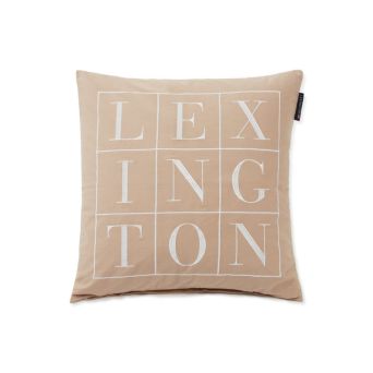 Logo Cotton Twill Pillow Cover- Beige 50x50