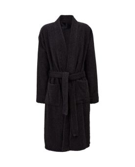 Unisex Cotton/Lyocell Structured Robe, Charcoal- S